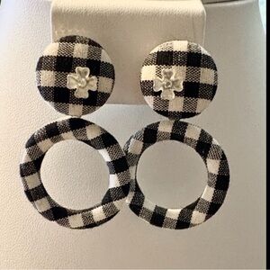 Black and White Checkered Hoop Earrings